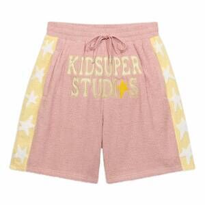 NEW KIDSUPER men's terrycloth stars shorts in pastel pink